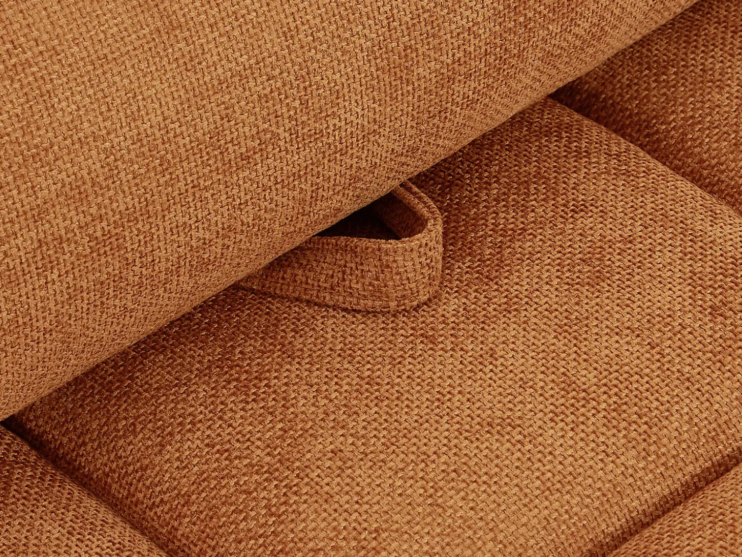 Sofá de 2 lugares função avança-recua em tecido texturizado terracota APOLIU