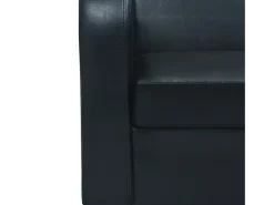 Sofá de 2 lugares para sala de estar decoração de interiores couro sintético preto 02_0020738