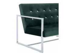 Sofá de 2 lugares para sala de estar decoração de interiores com braços verde escuro cromado e veludo 02_0020689