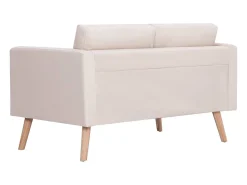 Sofá de 2 lugares para sala de estar decoração de interiores tecido creme 02_0020694