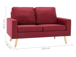 Sofá de 2 lugares para sala de estar sala de TV decoração de interiores tecido vermelho borgonha 02_0020600