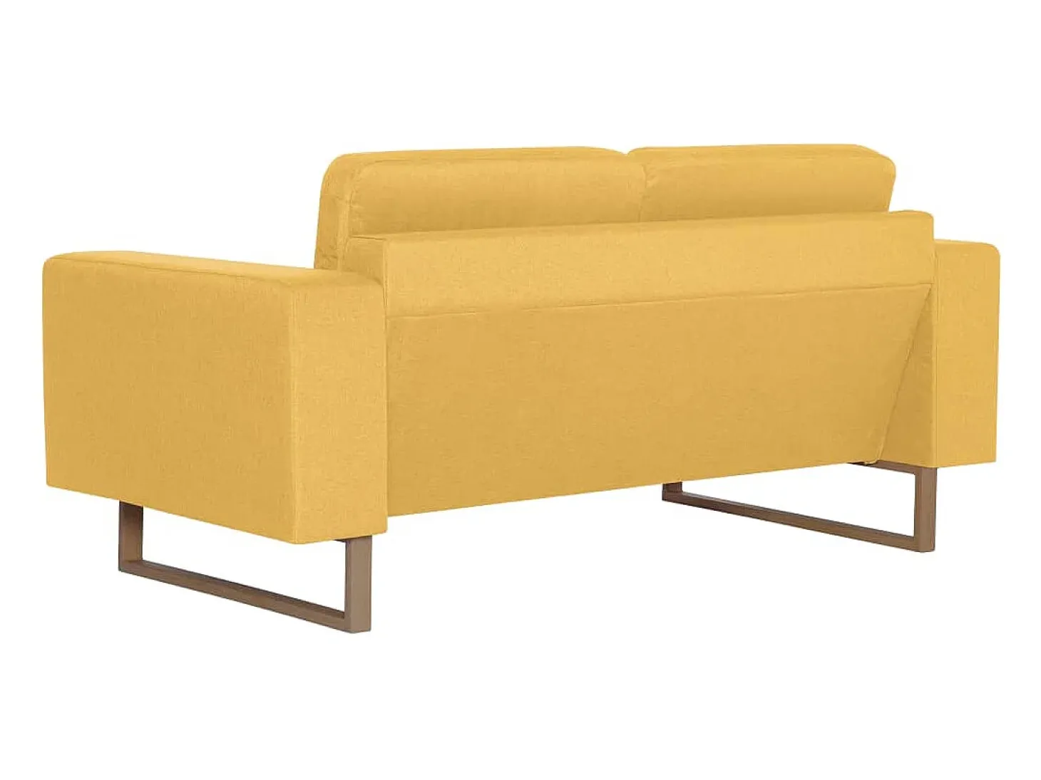 Sofá de 2 lugares para sala de estar sala de TV decoração de interiores tecido amarelo 02_0020779