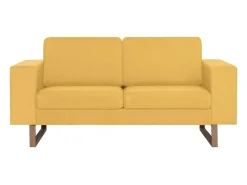 Sofá de 2 lugares para sala de estar sala de TV decoração de interiores tecido amarelo 02_0020779