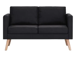 Sofá de 2 lugares para sala de estar sala de visitas ou decoração de interiores 116 x 70 x 73 cm tecido preto 02_0019541