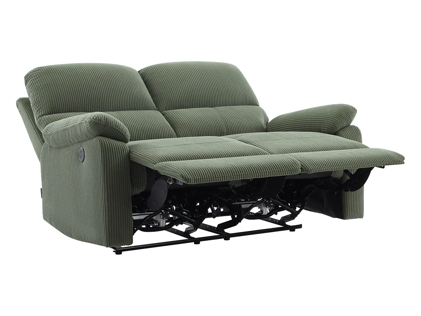 Sofá de 2 lugares relax elétrico veludo cotelê verde LUNANO