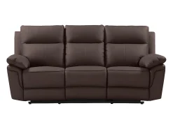 Sofá de 3 lugares relax manual em pele de búfalo Castanho - PAKITA