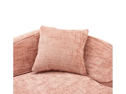 Sofá de 2 lugares rosa - Sofá reto com 2 almofadas e braços - chenille