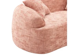 Sofá de 2 lugares rosa - Sofá reto com 2 almofadas e braços - chenille