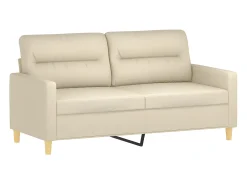Sofá de 2 lugares tecido 140 cm cor creme PT801821