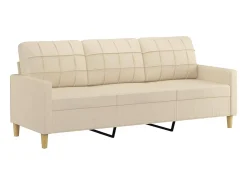 Sofá de 3 lugares tecido 180 cm cor creme