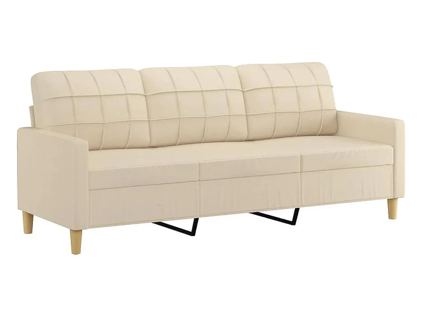 Sofá de 3 lugares tecido 180 cm cor creme