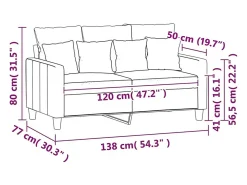 Sofá de 2 lugares tecido 120 cm cor creme
