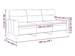 Sofá de 3 lugares tecido 180 cm cor creme