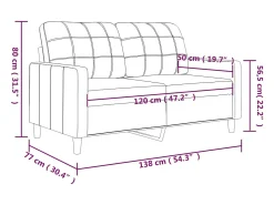 Sofá de 2 lugares tecido 120 cm cor creme