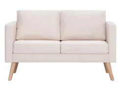 Sofá de 2 lugares tecido cor creme PT246291