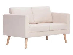 Sofá de 2 lugares tecido cor creme PT246291