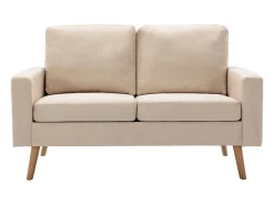 Sofá de 2 lugares tecido cor creme PT449042