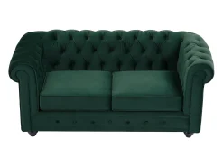 Sofá de 2 lugares tecido veludo verde CHESTERFIELD