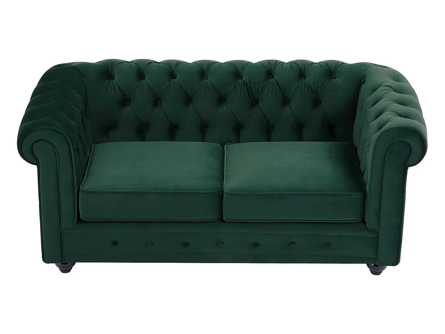 Sofá de 2 lugares tecido veludo verde CHESTERFIELD