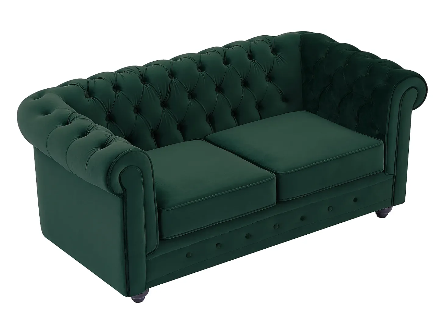 Sofá de 2 lugares tecido veludo verde CHESTERFIELD