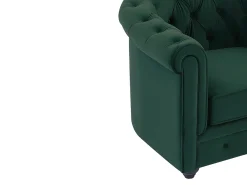 Sofá de 3 lugares tecido veludo verde CHESTERFIELD