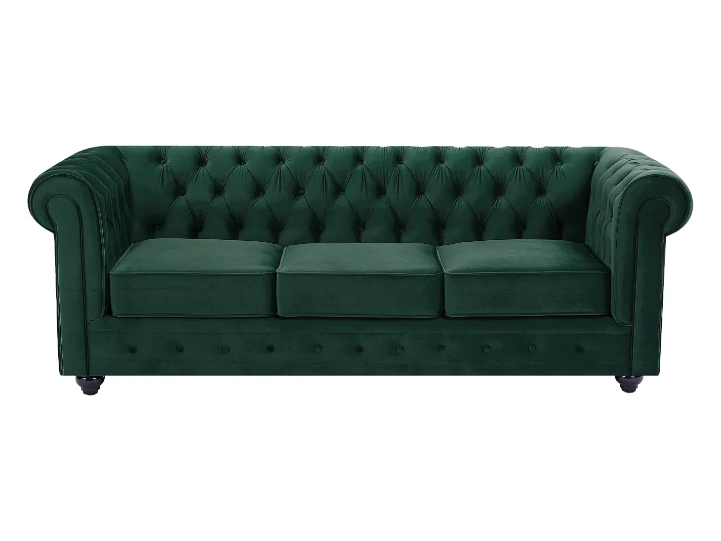 Sofá de 3 lugares tecido veludo verde CHESTERFIELD