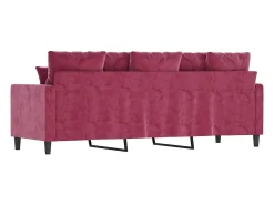 Sofá de 3 lugares veludo 180 cm vermelho tinto PT750576