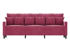 Sofá de 3 lugares veludo 180 cm vermelho tinto PT750576