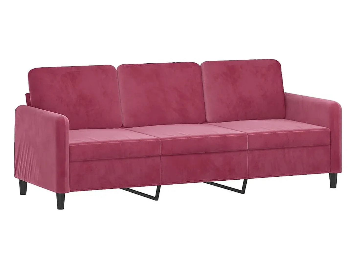 Sofá de 3 lugares veludo 180 cm vermelho tinto PT346997