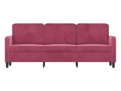 Sofá de 3 lugares veludo 180 cm vermelho tinto PT346997