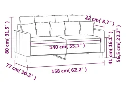 Sofá de 2 lugares veludo 140 cm cor creme