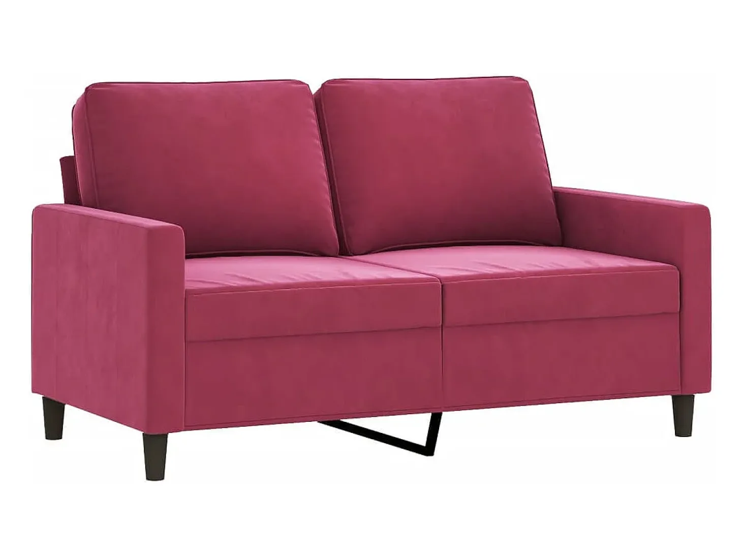 Sofá de 2 lugares veludo 120 cm vermelho tinto PT543164