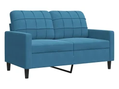 Sofá de 2 lugares veludo 120 cm azul PT749457