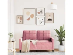 Sofá de 2 lugares veludo 120 cm rosa PT914652