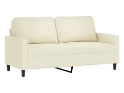 Sofá de 2 lugares veludo 140 cm cor creme PT701790