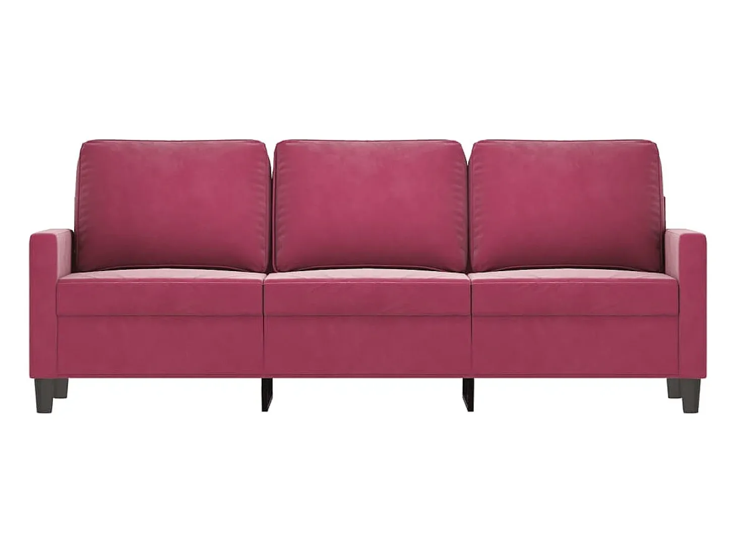 Sofá de 3 lugares veludo 180 cm vermelho tinto PT505673