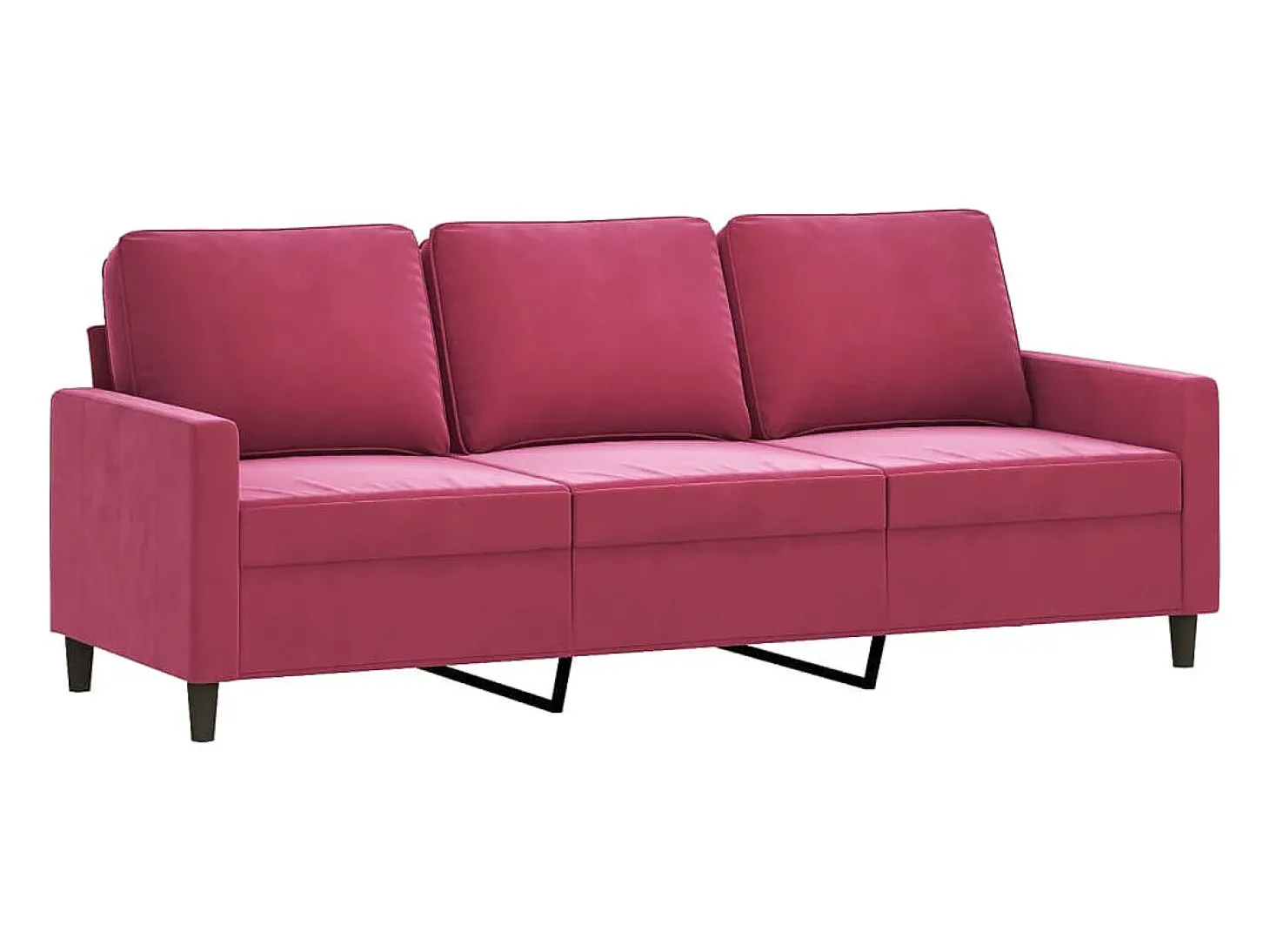 Sofá de 3 lugares veludo 180 cm vermelho tinto PT505673
