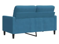 Sofá de 2 lugares veludo 120 cm azul