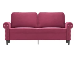 Sofá de 2 lugares veludo 140 cm vermelho tinto PT629945