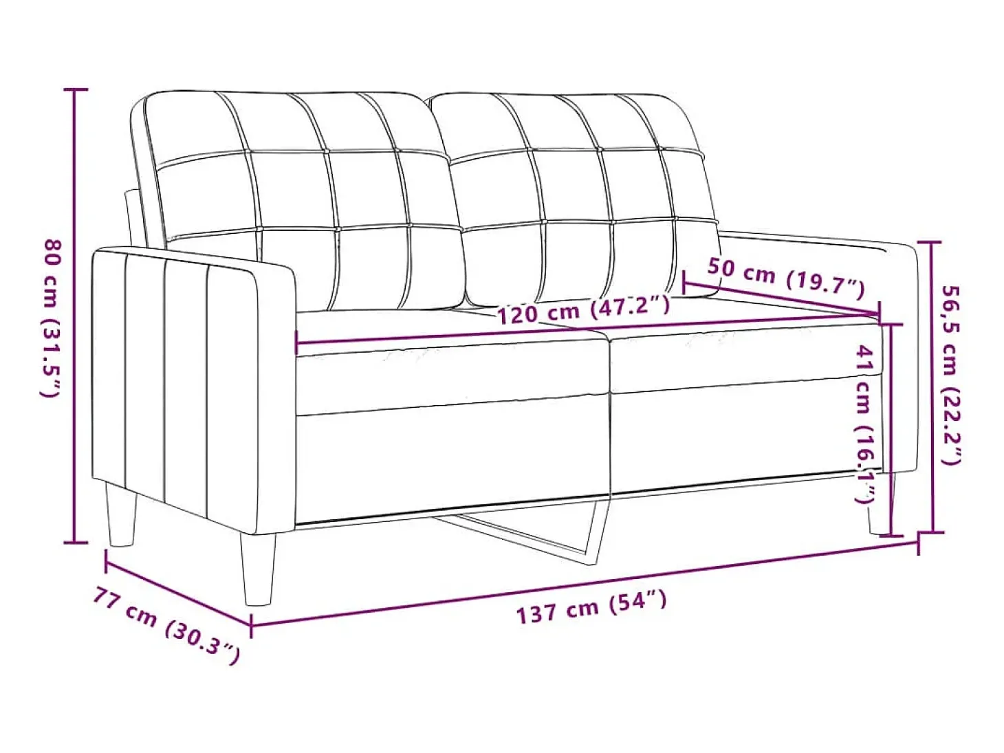 Sofá de 2 lugares veludo 120 cm rosa