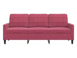 Sofá de 3 lugares veludo 180 cm vermelho tinto PT656605