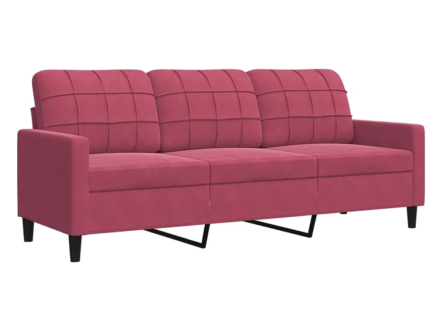 Sofá de 3 lugares veludo 180 cm vermelho tinto PT656605
