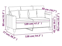 Sofá de 2 lugares veludo 120 cm azul