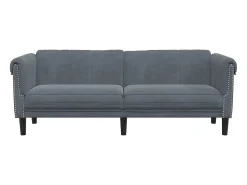 Sofá de 3 lugares veludo cinzento-escuro