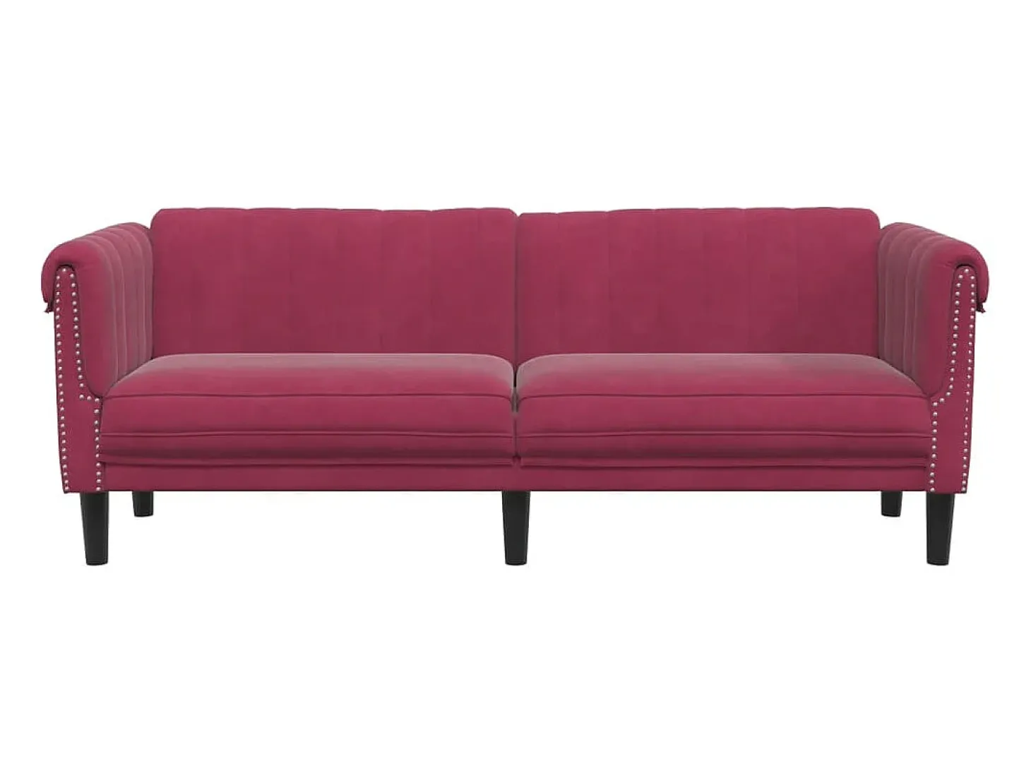 Sofá de 3 lugares veludo vermelho tinto PT734289
