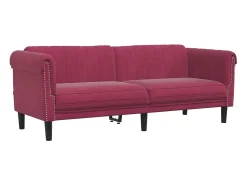 Sofá de 3 lugares veludo vermelho tinto PT734289