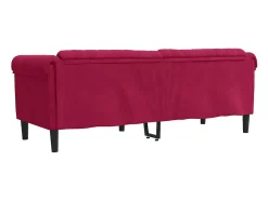 Sofá de 3 lugares veludo vermelho tinto