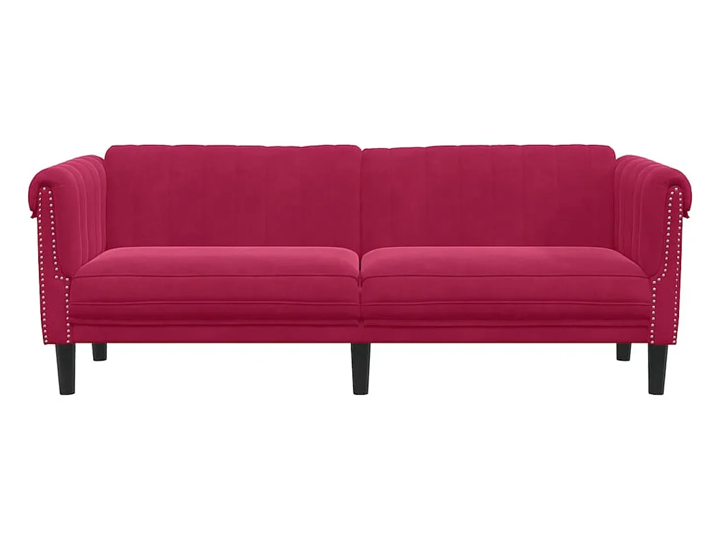 Sofá de 3 lugares veludo vermelho tinto