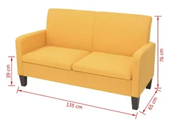Sofá de 2 lugares 135x65x76 cm amarelo