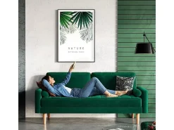 Sofá de 2 -Setente em veludo verde, sofá moderno da sala de estar, com apoios de braços e pés cônicos, uma região lombar - 148,5x78x85cm